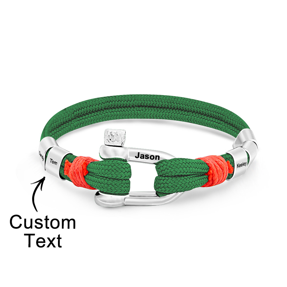 Personalized Anchor Buckle Bracelet with Engraved 1-8 Family Names Bracelet Birthday Gift for Men