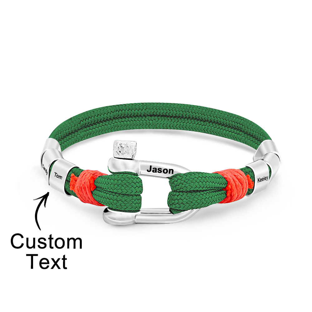 Personalized Anchor Buckle Bracelet with Engraved 1-8 Family Names Bracelet Birthday Gift for Men