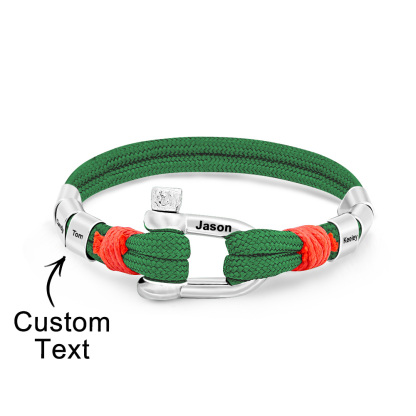 Personalized Anchor Buckle Bracelet with Engraved 1-8 Family Names Bracelet Birthday Gift for Men