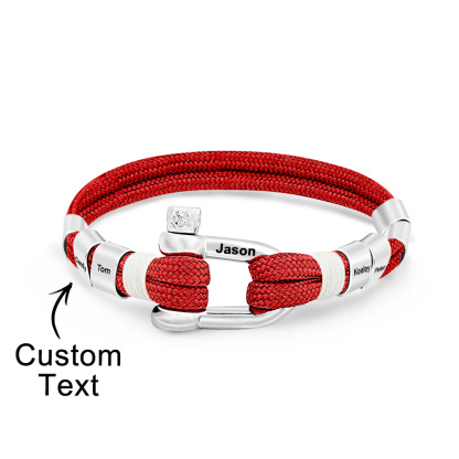 Personalized Anchor Buckle Bracelet with Engraved 1-8 Family Names Bracelet Birthday Gift for Men