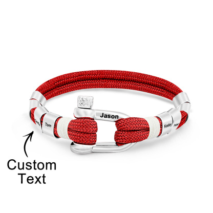 Personalized Anchor Buckle Bracelet with Engraved 1-8 Family Names Bracelet Birthday Gift for Men