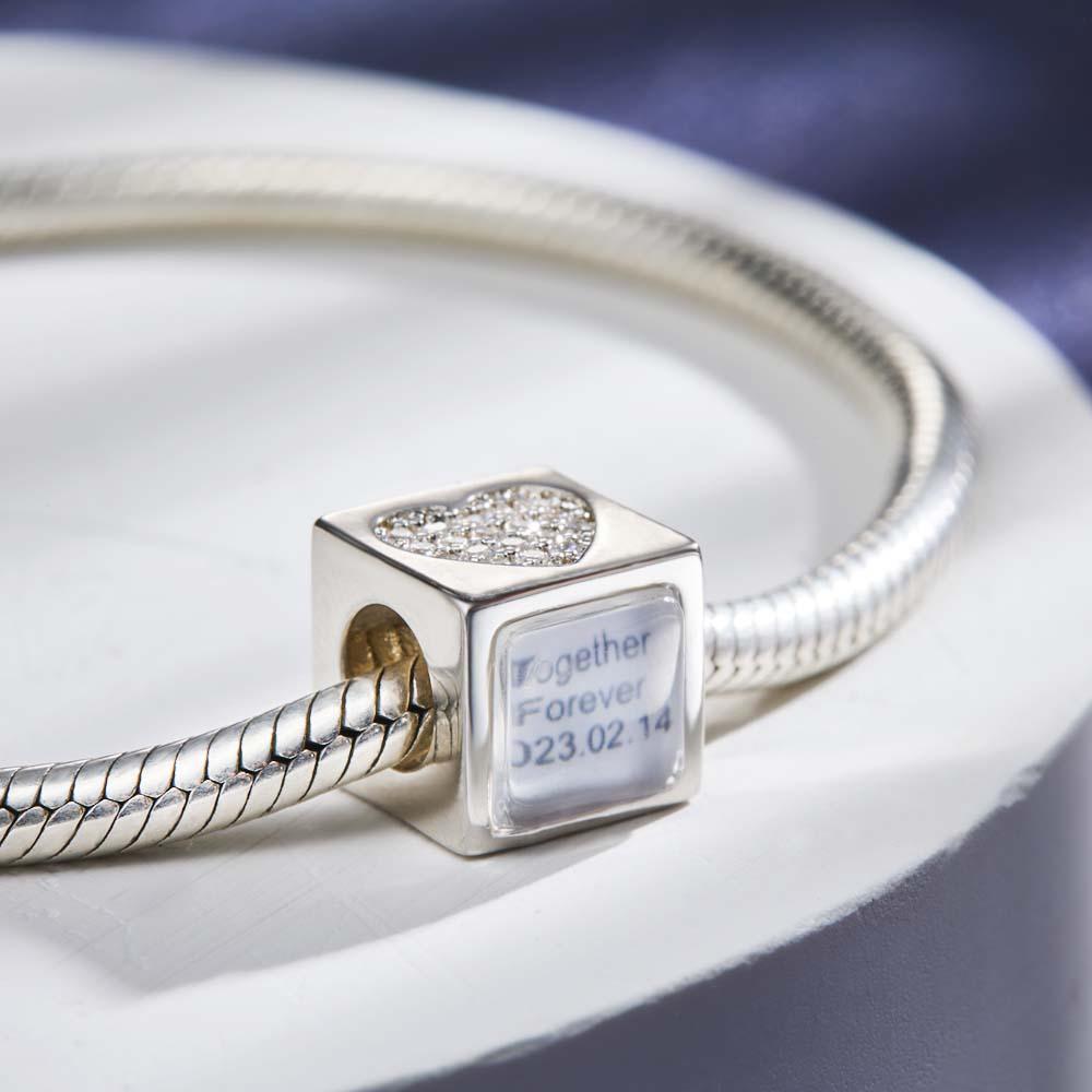 Custom Photo Engraved Charm Square Heart Romantic Gifts