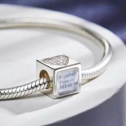 Custom Photo Engraved Charm Square Heart Romantic Gifts