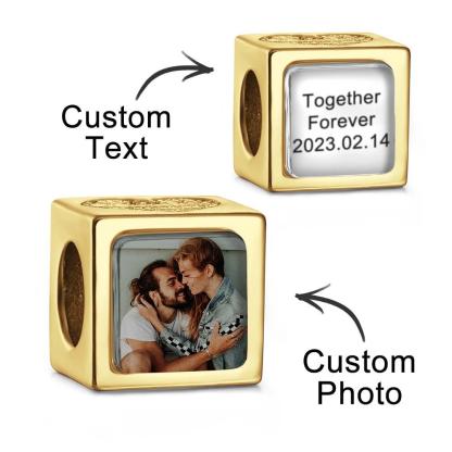Custom Photo Engraved Charm Square Heart Romantic Gifts