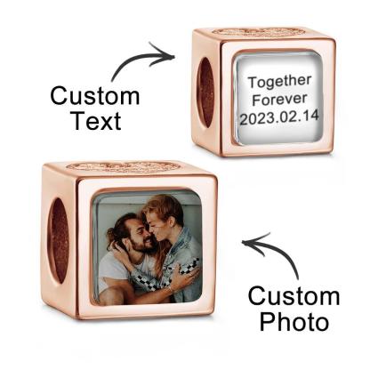 Custom Photo Engraved Charm Square Heart Romantic Gifts