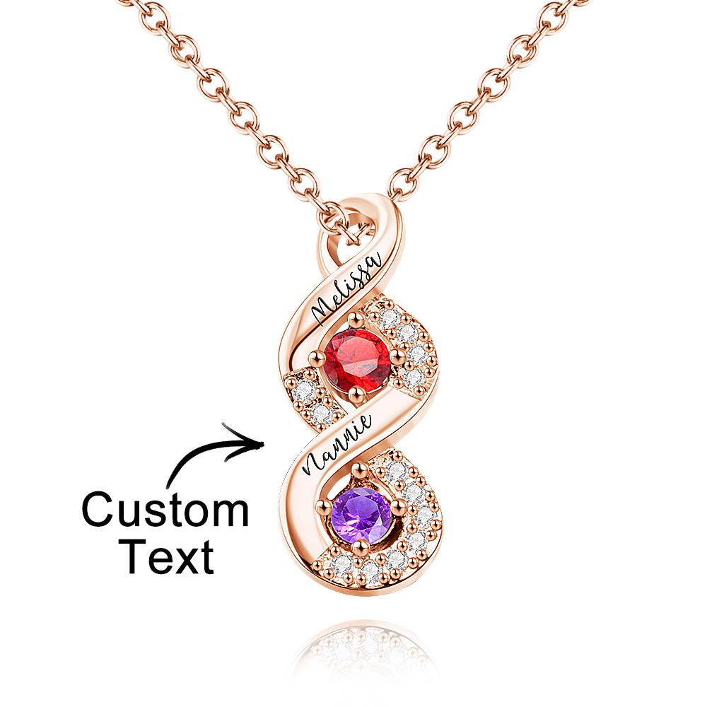 Custom Engraved Name Birthstone Necklace Infinity Creative Gifts Valentines Gift