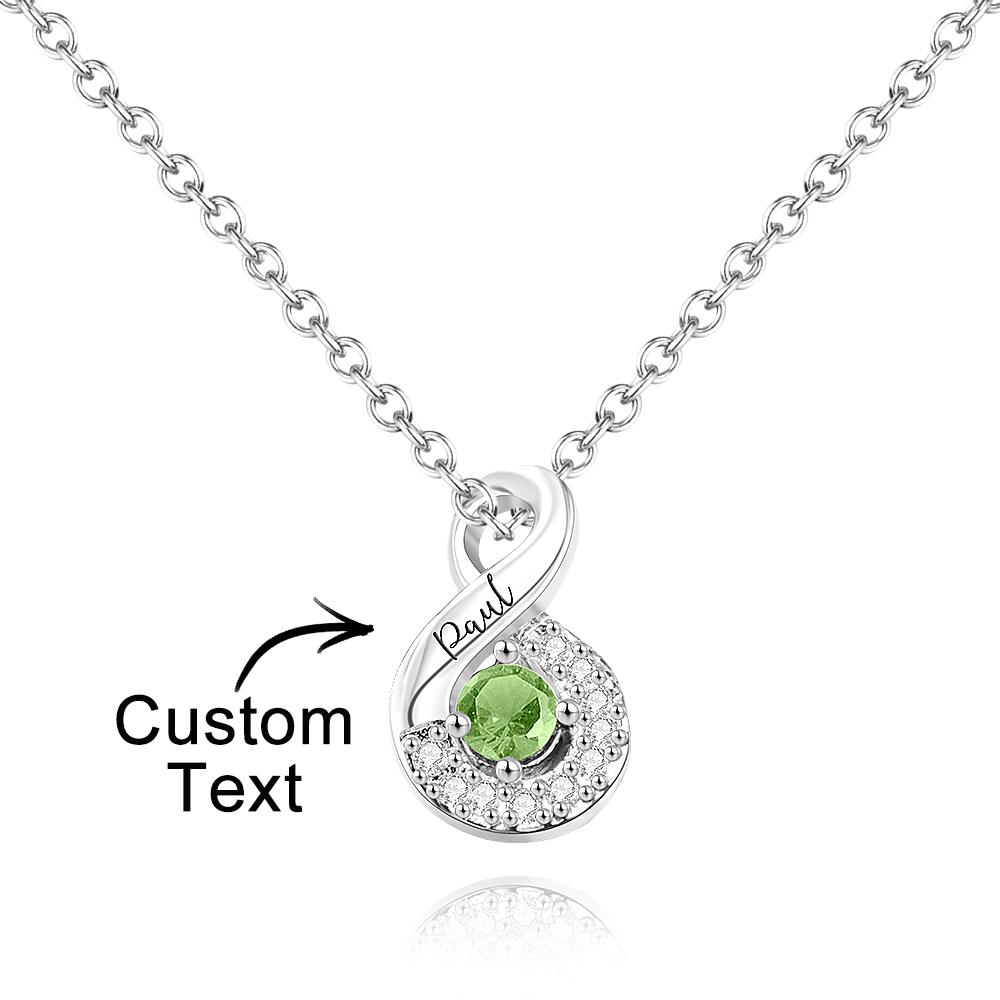 Custom Engraved Name Birthstone Necklace Infinity Creative Gifts Valentines Gift