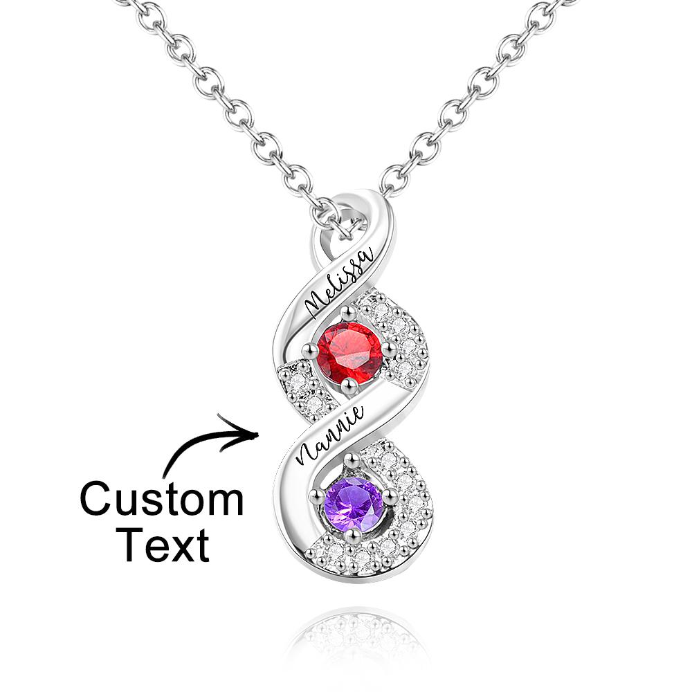 Custom Engraved Name Birthstone Necklace Infinity Creative Gifts Valentines Gift