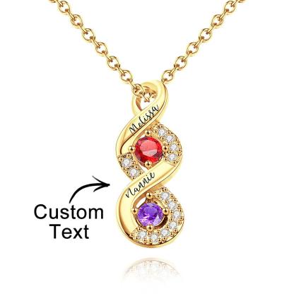 Custom Engraved Name Birthstone Necklace Infinity Creative Gifts Valentines Gift