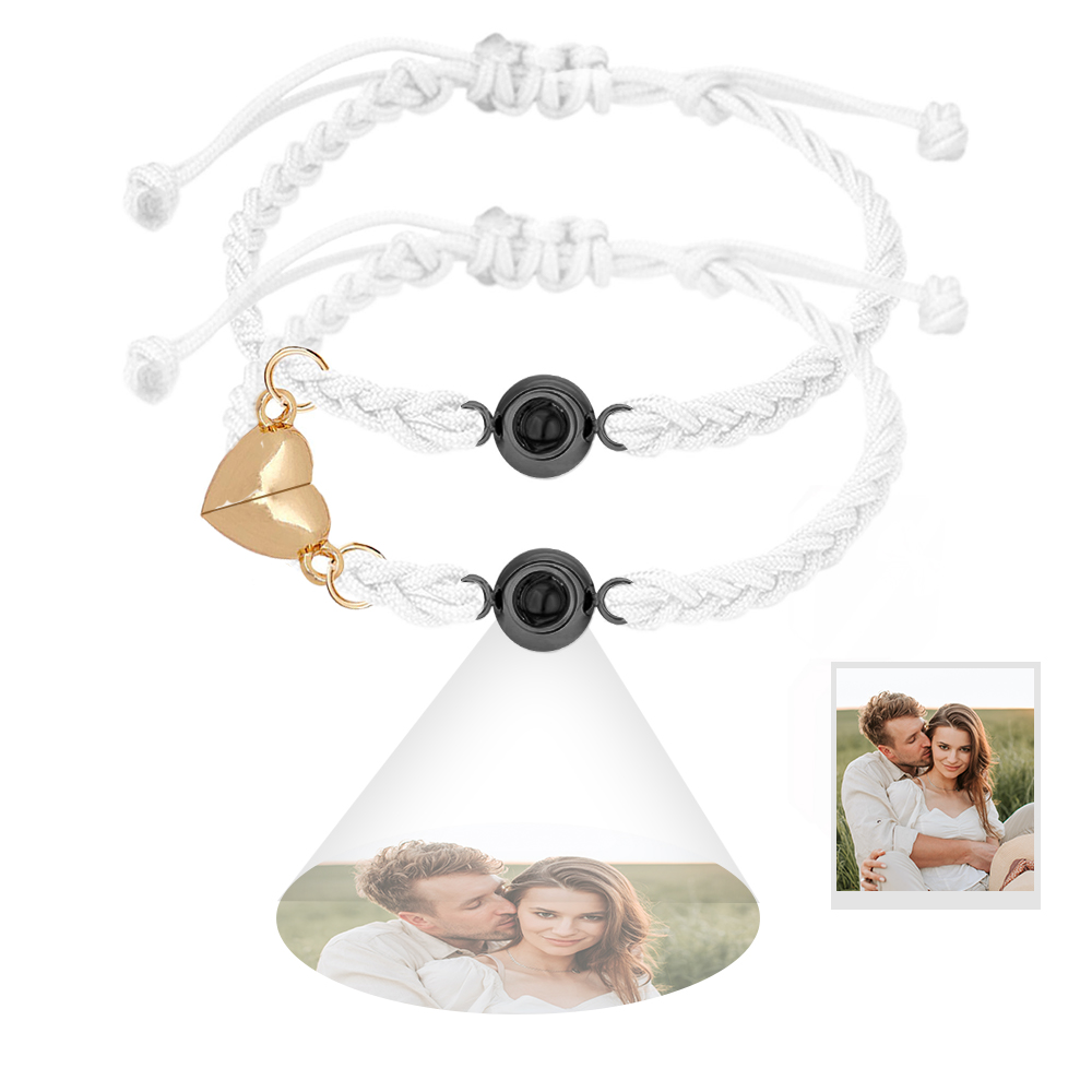 Custom Projection Bracelet Magnetic Heart Couple Bracelets