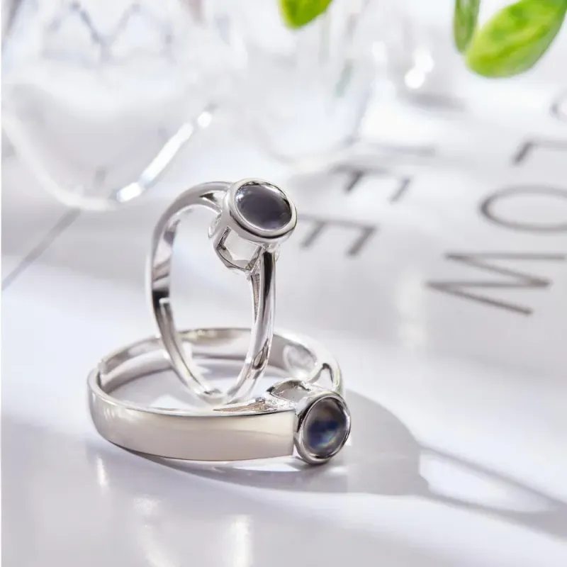 Custom Photo Projection Ring Adjustable Ring for Girlfriend Personalized Couples Statement Ring Wedding Jewelry Anniversary Gift