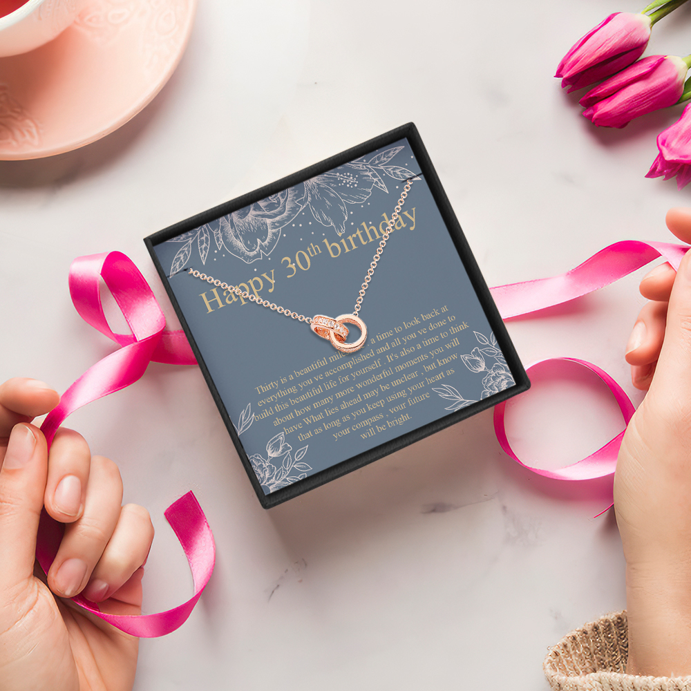 Double Ring Necklace with Message Card Personalized Birthday Gift for Lover