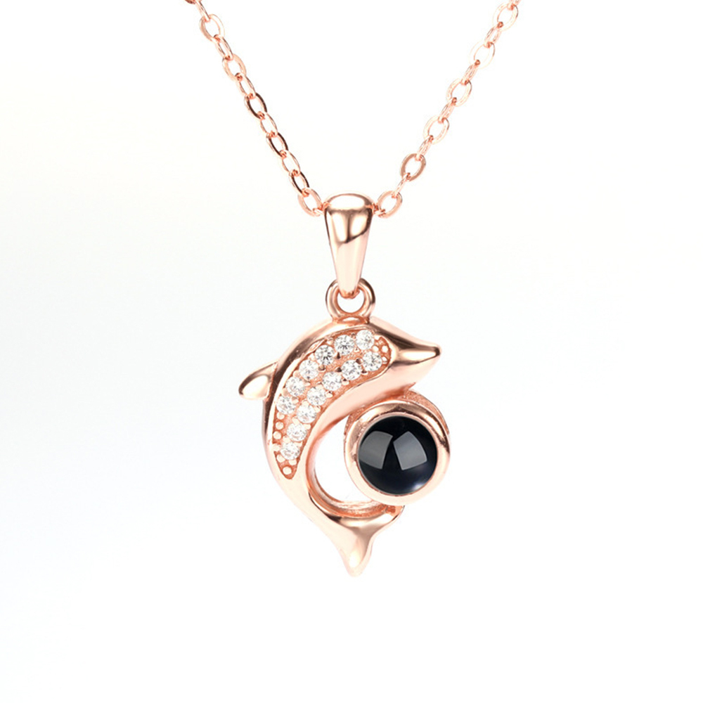 Personalized Dolphin Projection Necklace with 