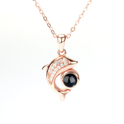 Personalized Dolphin Projection Necklace with 