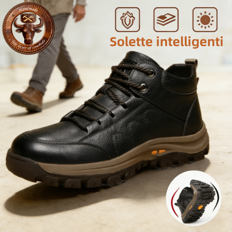 🐂【Soletta intelligente】✅Pelle di prima qualità + Cucita a mano: un must per gli uomini🔴Podologo portatile🗽Prodotto negli Stati Uniti