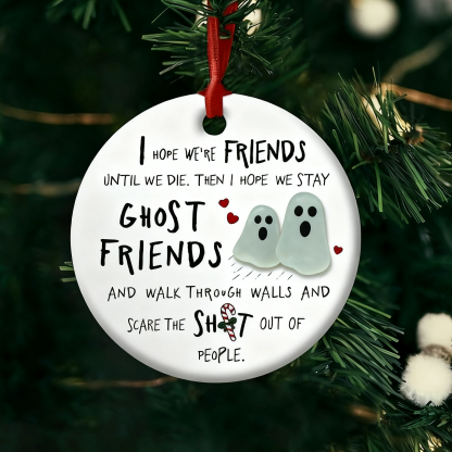 Cute Ghost Bestie Sea Glass Ornament