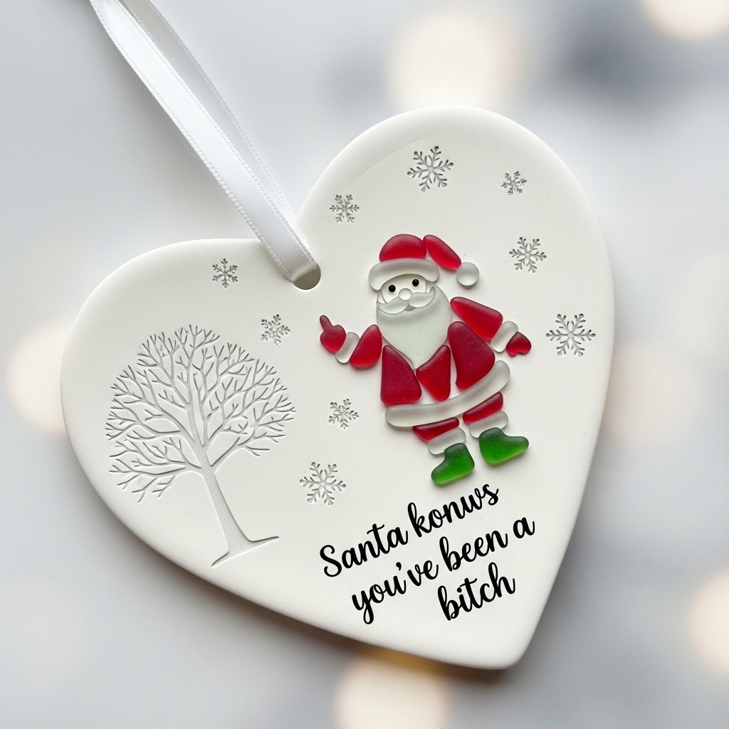Funny Santa Claus Sea Glass Ornament 🎅