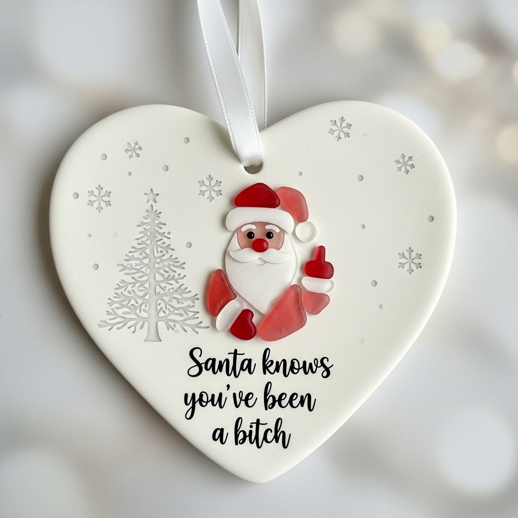 Funny Santa Claus Sea Glass Ornament 🎅