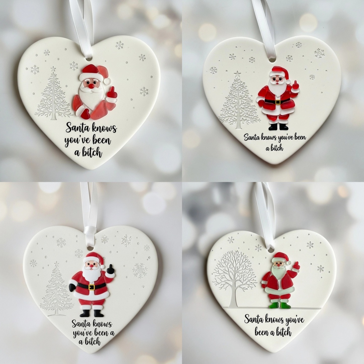 Funny Santa Claus Sea Glass Ornament 🎅