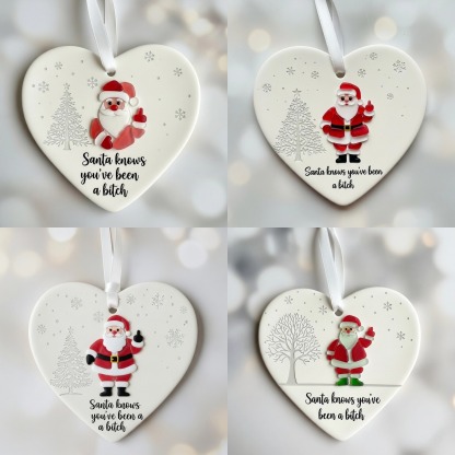 Funny Santa Claus Sea Glass Ornament 🎅