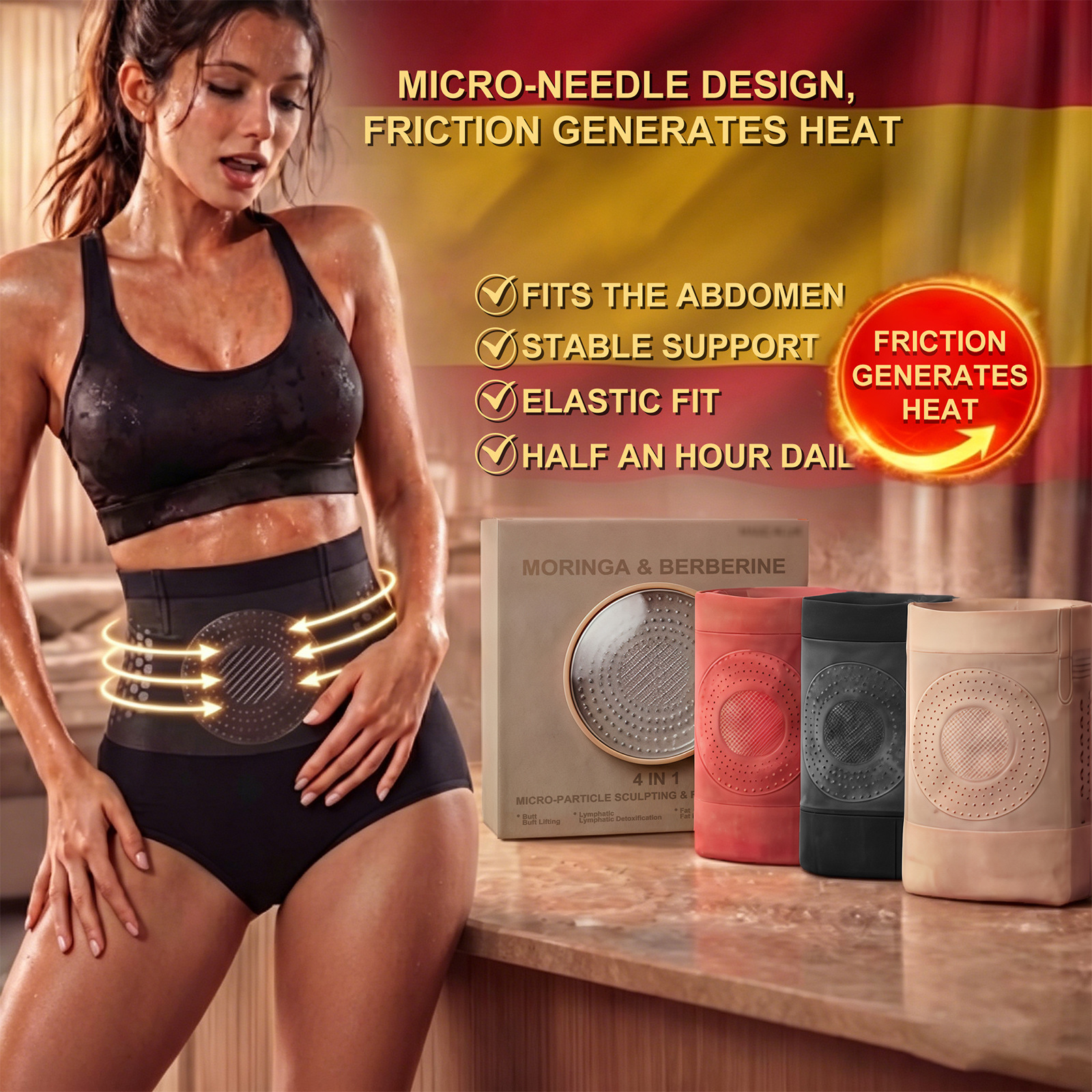 2026 Moringa and Berberine 4-in-1 Micro-Particle Shaping & Fat Burning Shorts