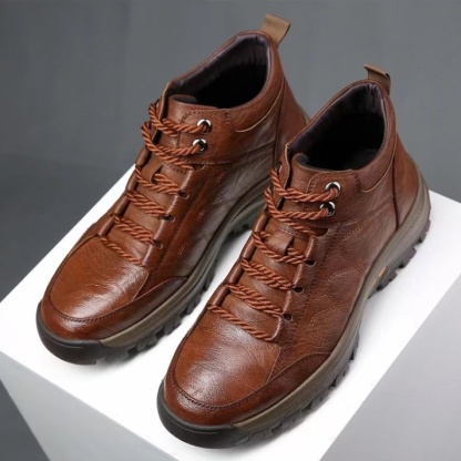 Men's Comfy Arch Support Waterproof Lightweight   Orthopedic Genuine Leather Shoes