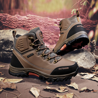 (⏰CLEARANCE SALE 70% OFF) Men's High Top Lace-Up Boots, Outdoor Waterproof Non-Slip Anti-Puncture Orthopedic Comfortable Hiking Mountaineering Walking Boots for Daily Life, Work and Sports