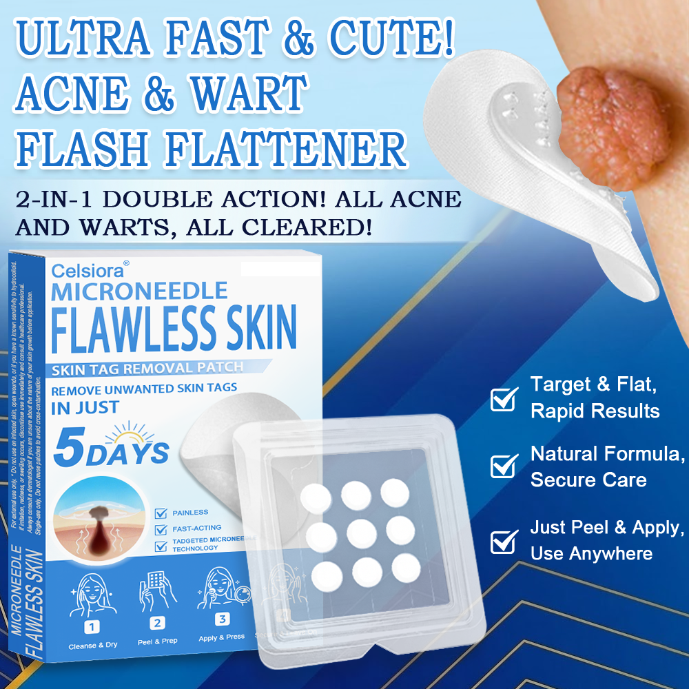 🏆2-in-1 Microneedle & Hydrocolloid Patch | Raised Moles,Acne,  Flat Warts & Skin Tags Remover | Improves Wrinkles, Scars & Blemishes | Invisible Pimple Patches for Face & Body