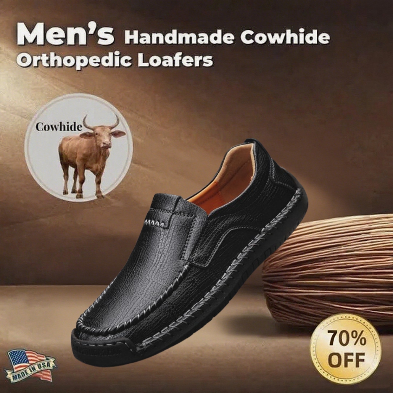 ⏰Last Day 70% OFF - 2025 New Men's Handmade Cowhide Orthopedic Leather Loafers