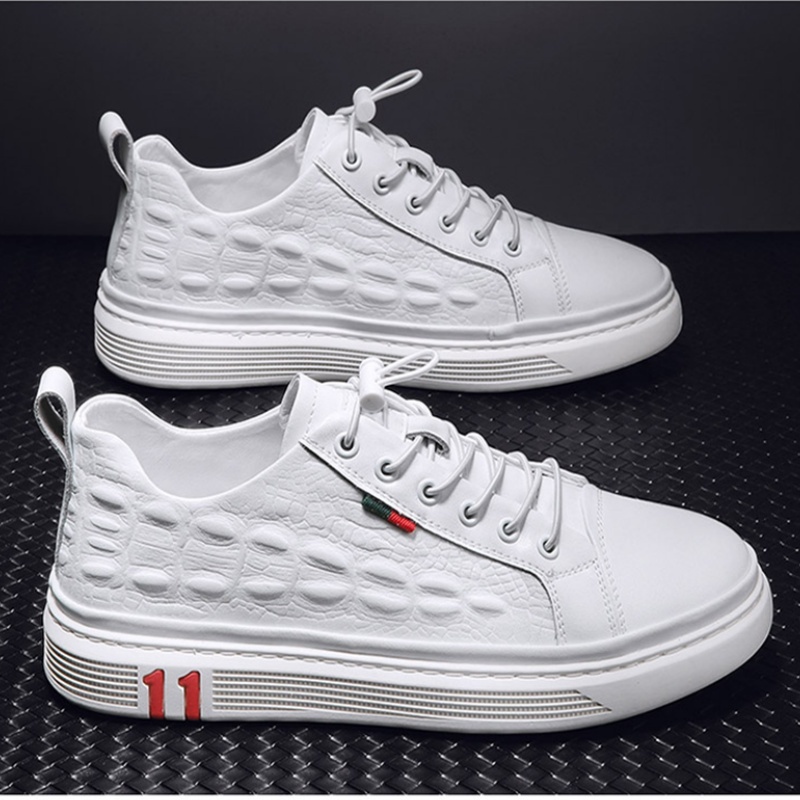 Men's Crocodile Print Leather Casual Sneakers