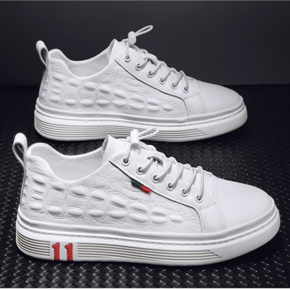Men's Crocodile Print Leather Casual Sneakers