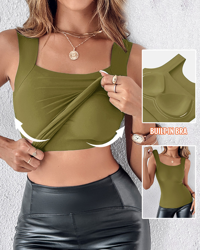 🔥U Neck Shapewear Built-in Bra Tank