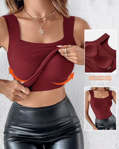 🔥U Neck Shapewear Built-in Bra Tank