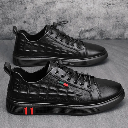 Men's Crocodile Print Leather Casual Sneakers
