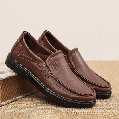 Men's Faux Leather Wide Feet Casual Slip-On Loafers
