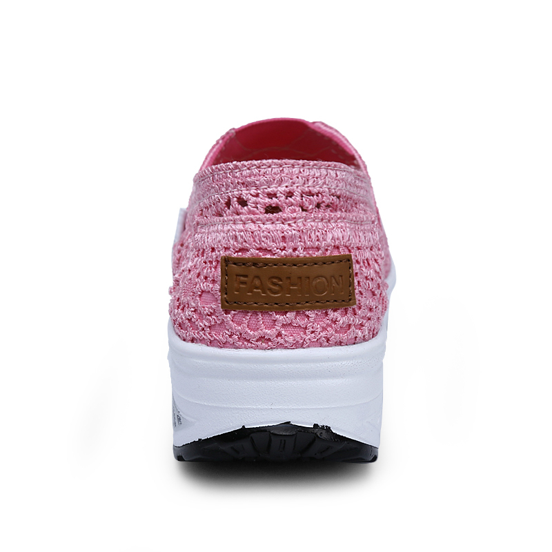 Women's Floral Embroidery Lace Mesh Air Cushion Sneakers,Comfortable Orthopedic Diabetic Walking Toning Shoes Breathable Slip On Platform Loafers Casual Fashion Rocker Shoes