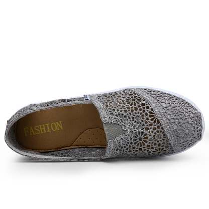 Women's Floral Embroidery Lace Mesh Air Cushion Sneakers,Comfortable Orthopedic Diabetic Walking Toning Shoes Breathable Slip On Platform Loafers Casual Fashion Rocker Shoes