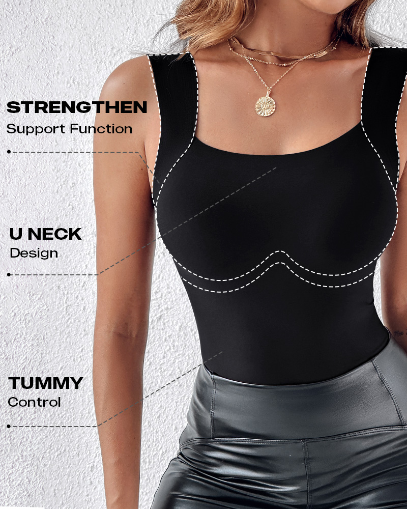 🔥U Neck Shapewear Built-in Bra Tank