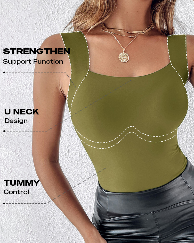 🔥U Neck Shapewear Built-in Bra Tank