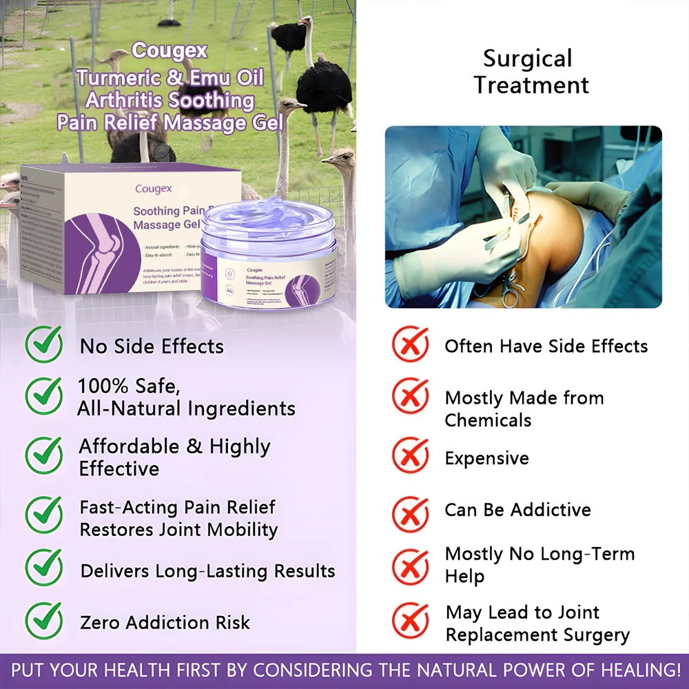 ✅[Official Store] Cougex™ Turmeric & Emu Oil Arthritis Soothing Pain Relief Massage Gel - American Orthopaedics (AAOS) Approved