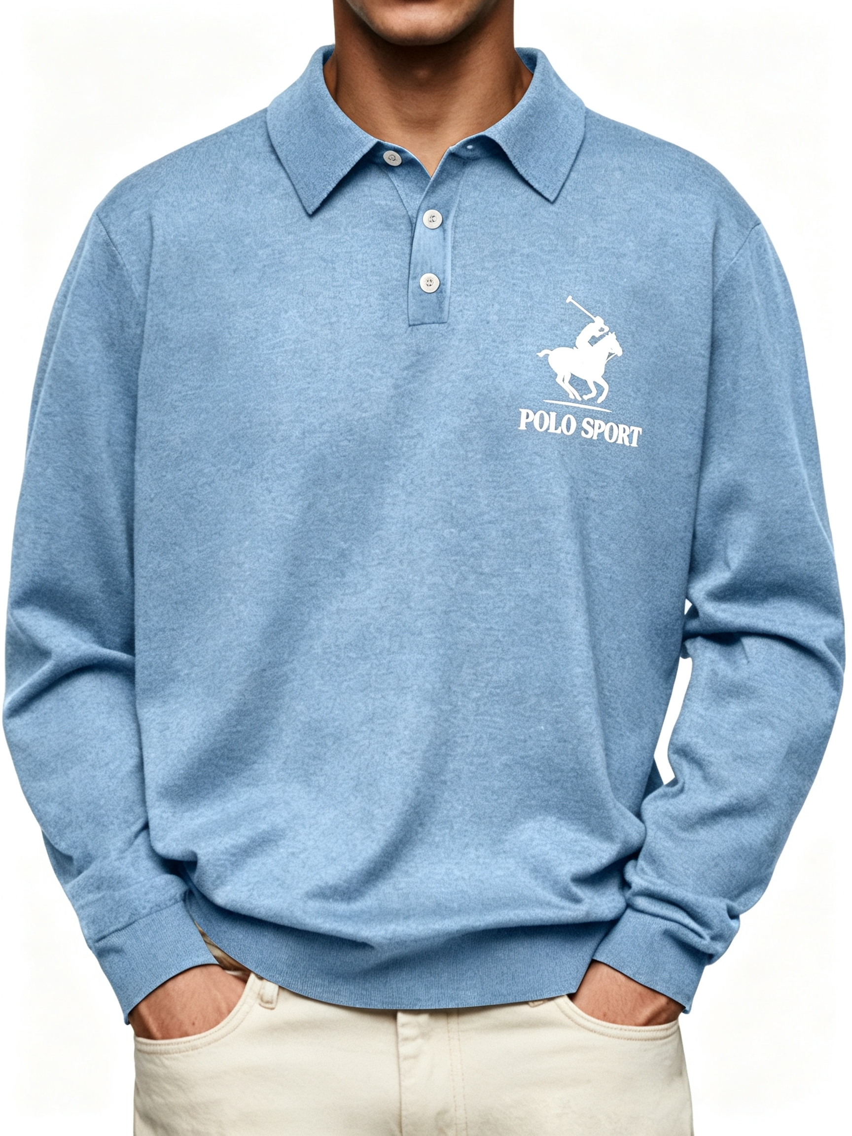Men's Casual and Comfortable Solid Color Lapel Long Sleeve POLO Shirt