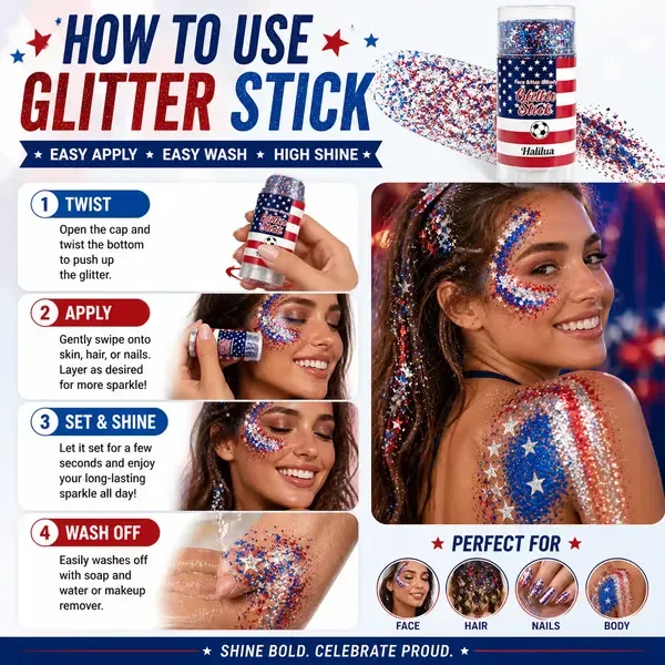 🦅4th of July Glitter Stick