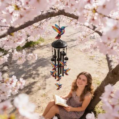 🔥Hot Sale 60% OFF🔥-🐦Vintage Colorful Hummingbird Wind Chime with Metal Tubes and Bells