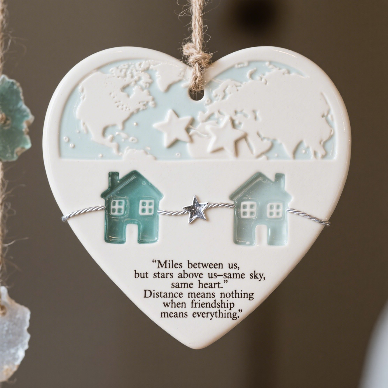 💌Long Distance Friendship Heart Ornament - "Miles Between Us, Same He