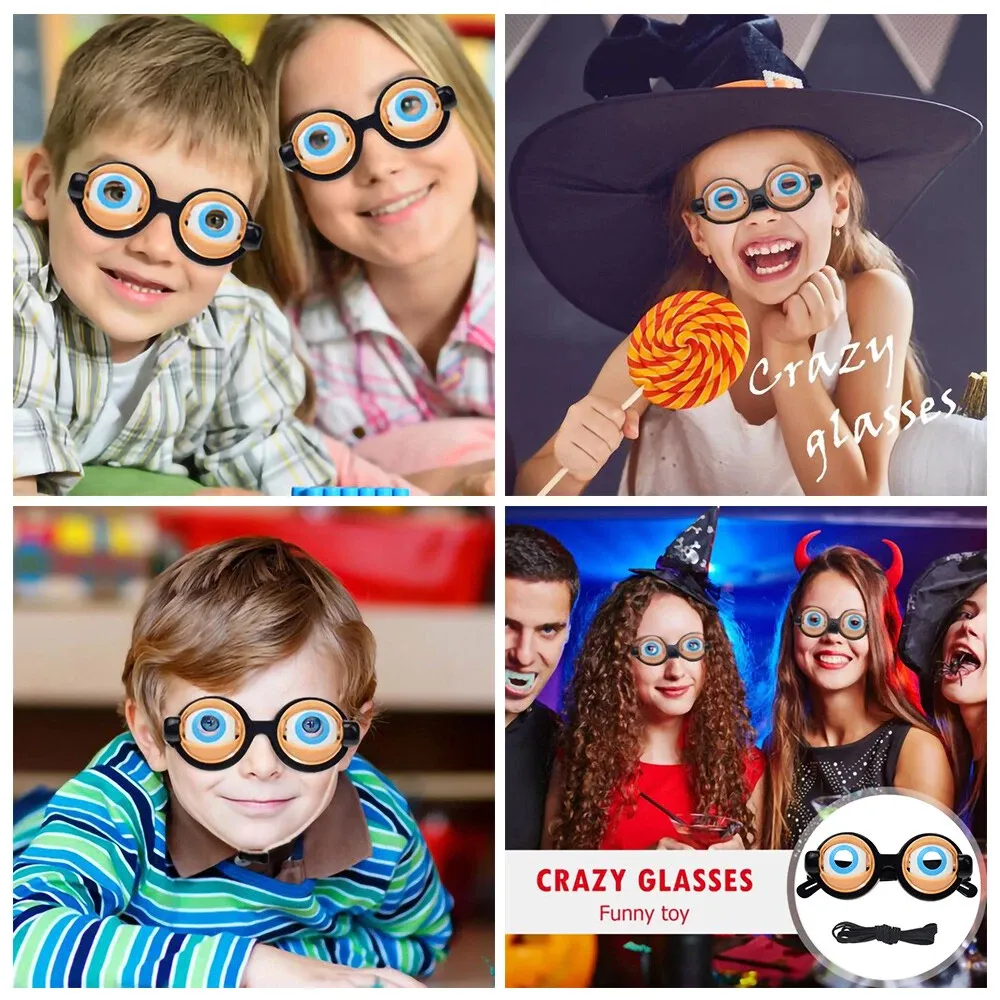 Funny Pranks Crazy Eyes Glasses for Unixex Adult Kids Party Halloween Costume