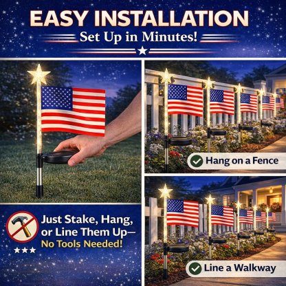 Solar American Flag Lights