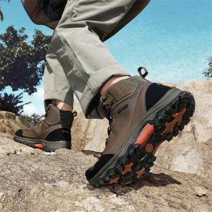 (⏰CLEARANCE SALE 70% OFF) Men's High Top Lace-Up Boots, Outdoor Waterproof Non-Slip Anti-Puncture Orthopedic Comfortable Hiking Mountaineering Walking Boots for Daily Life, Work and Sports