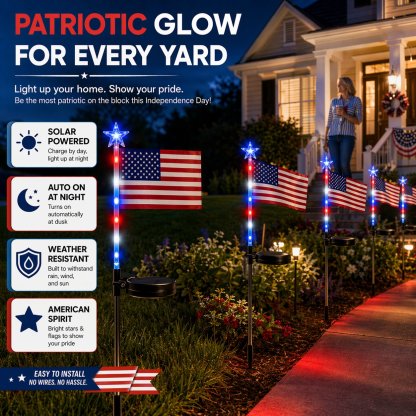 Solar American Flag Lights