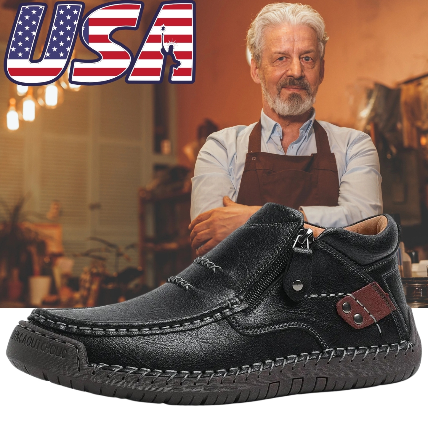 ⏰Limited Time Sale 70% OFF-Men's Handmade Premium Leather Slip-On Driving Boots