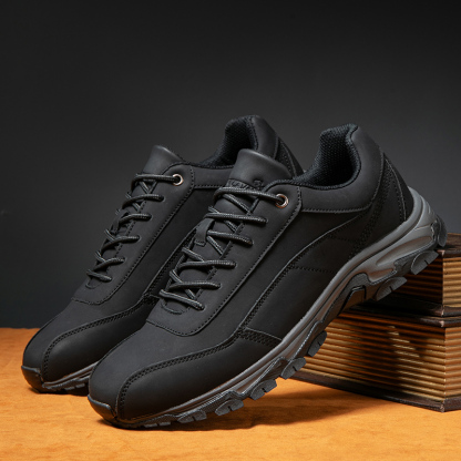 Men's Comfortable Leather Sneakers with Arch Support & Shock Absorption
